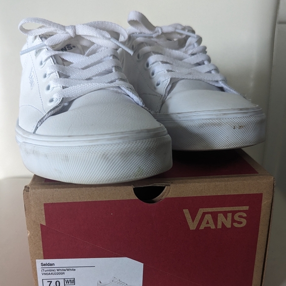 White Leather Vans Seldans W7 - Picture 2 of 5